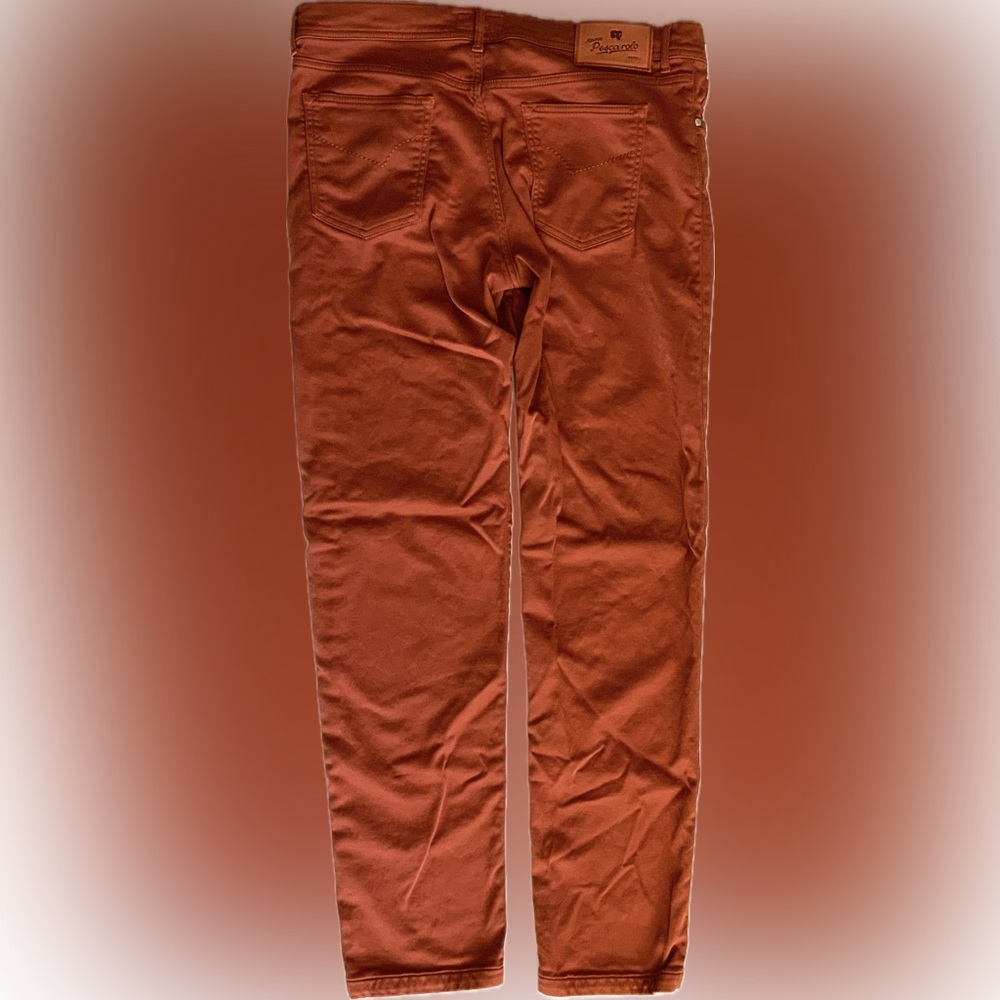 Pescarolo Rust Orange Cotton Pants Made in Italy - Picture 3 of 12
